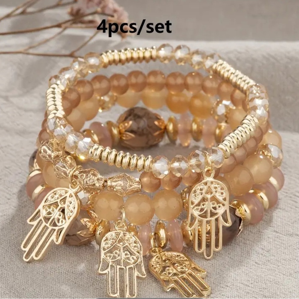 Boho hamsa gold layered bracelet
